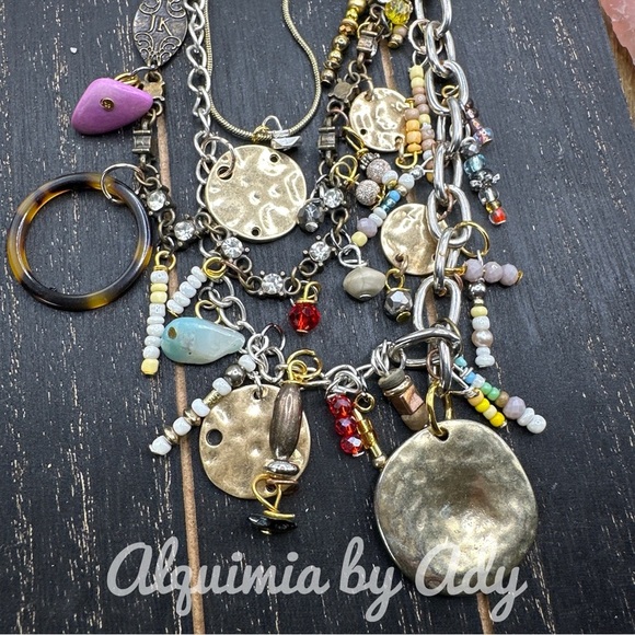 Alquimia Gold and Silver Charm Necklace - Picture 3 of 8